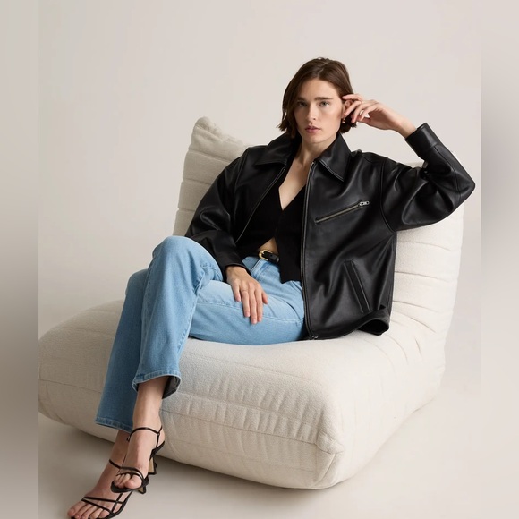 QUINCE 100% Leather Oversized Bomber Jacket - Picture 8 of 11